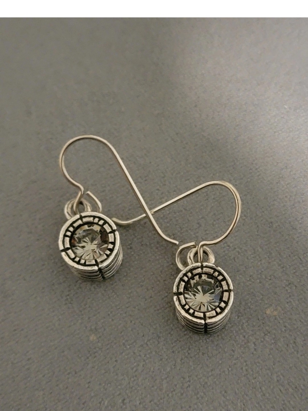 Patricia Locke Silver-Tone Crystal Drop Earrings — Clear Stone Accent